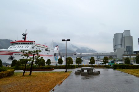 Terminal building and Ferry Shirashima in port of Sakai (Shimane)