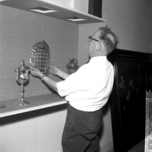 Tentoonstelling Pronk der Gilden in het Waaggebouw te Amsterdam, een drinkhoor, Bestanddeelnr 916-4337