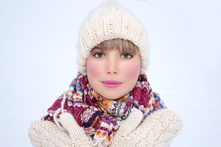 Girl winter scarf photo