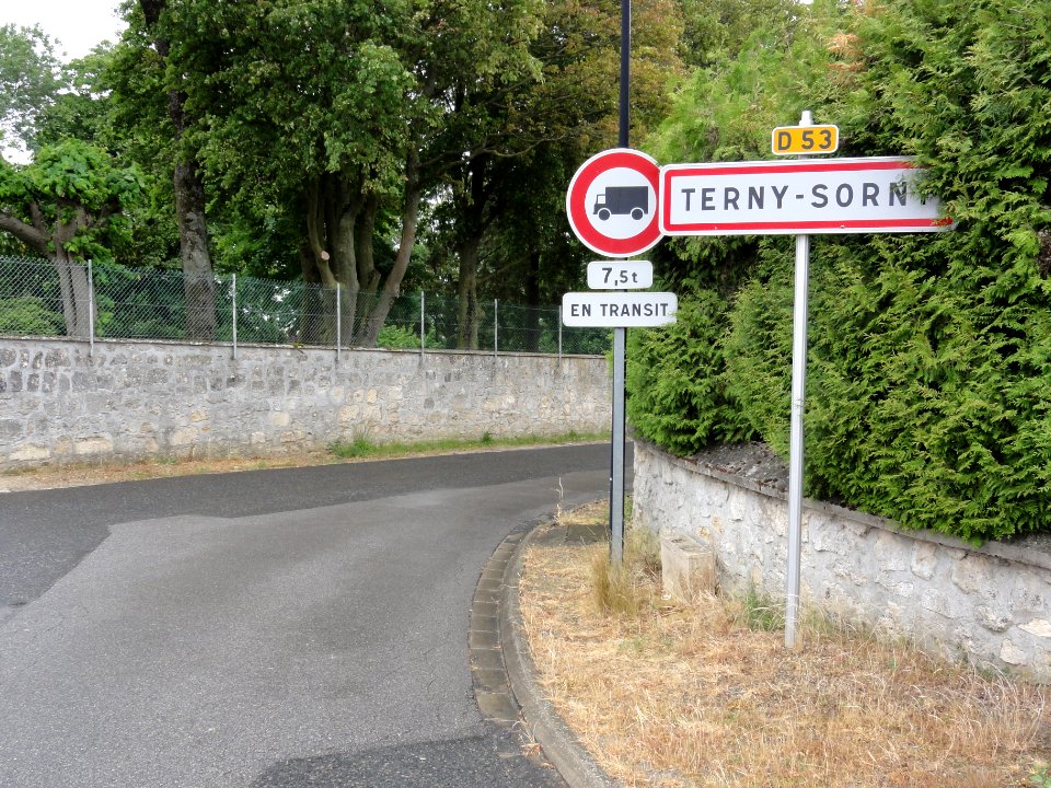 Terny-Sorny (Aisne) city limit sign