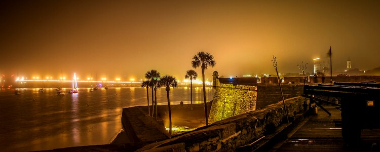 Landscape illuminated fog photo