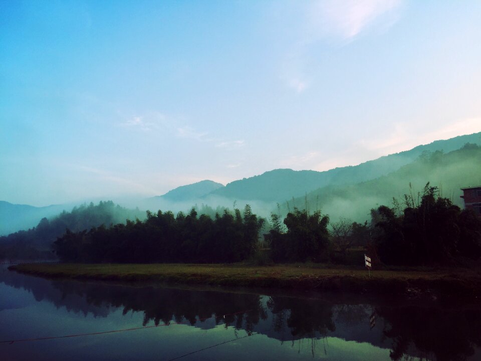 Morning river fog photo