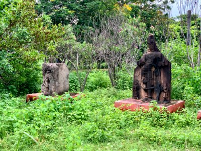 Temple parts and statues, village museum Ghanpur Mulugu, Telangana India - 5