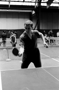 Tafeltenniskampioenschappen in de Haagse Houtrusthallen Frans Schoofs in aktie , Bestanddeelnr 914-9843