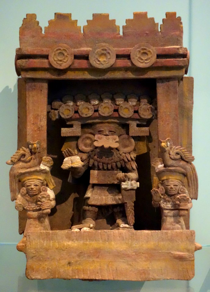 Teotihuacan-style incense burner depicting a ruler and his court, Maya, Early Classic Period, 250-600 AD, ceramic - Royal Ontario Museum - DSC04482