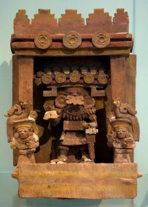 Teotihuacan-style incense burner depicting a ruler and his court, Maya, Early Classic Period, 250-600 AD, ceramic - Royal Ontario Museum - DSC04482