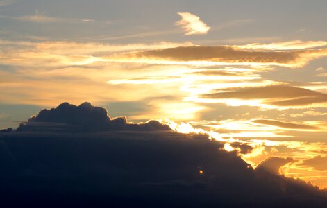 Evening sky setting sun clouds