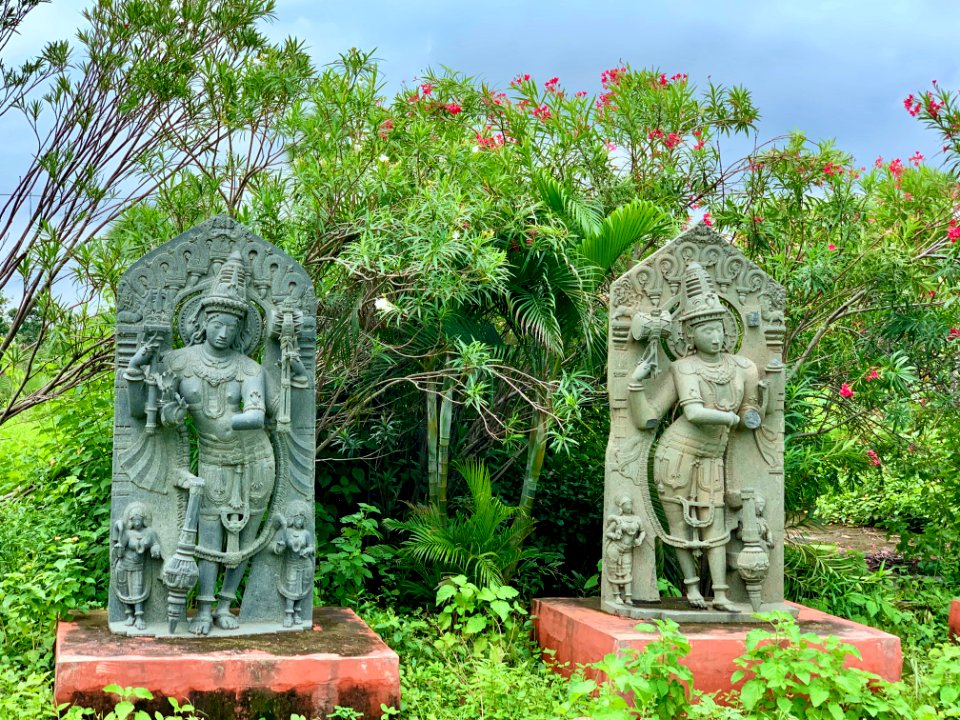 Temple parts and statues, village museum Ghanpur Mulugu, Telangana India - 6