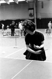 Tafeltenniskampioenschappen in de Haagse Houtrusthallen Mej T Bogmans in de f, Bestanddeelnr 914-9844
