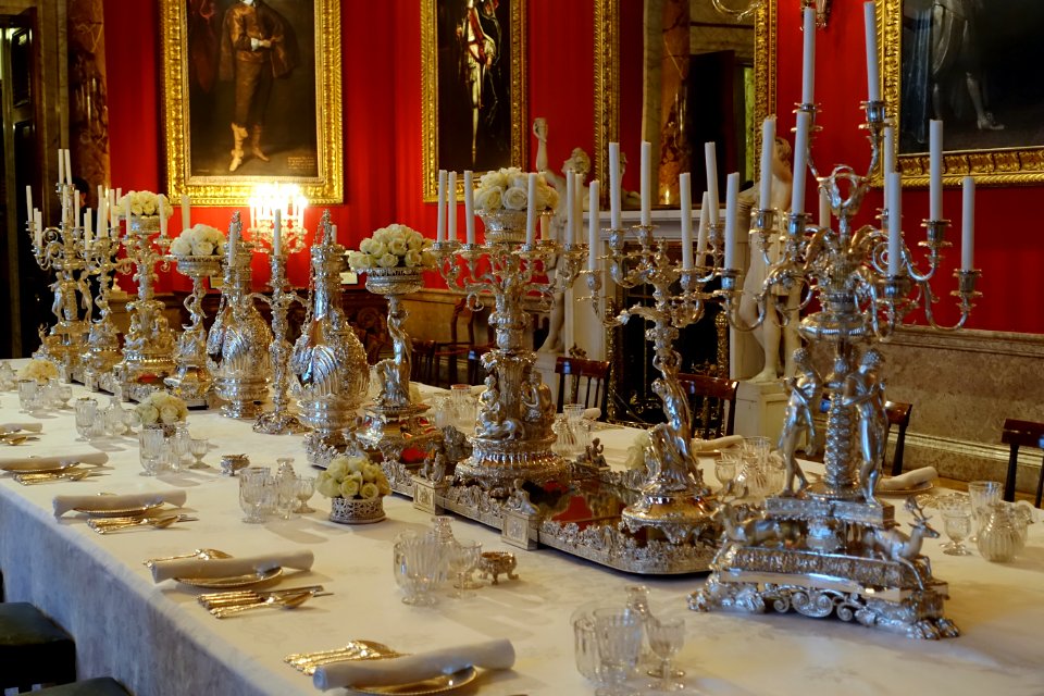 Table setting - Dining Room, Chatsworth House - Derbyshire, England - DSC03449