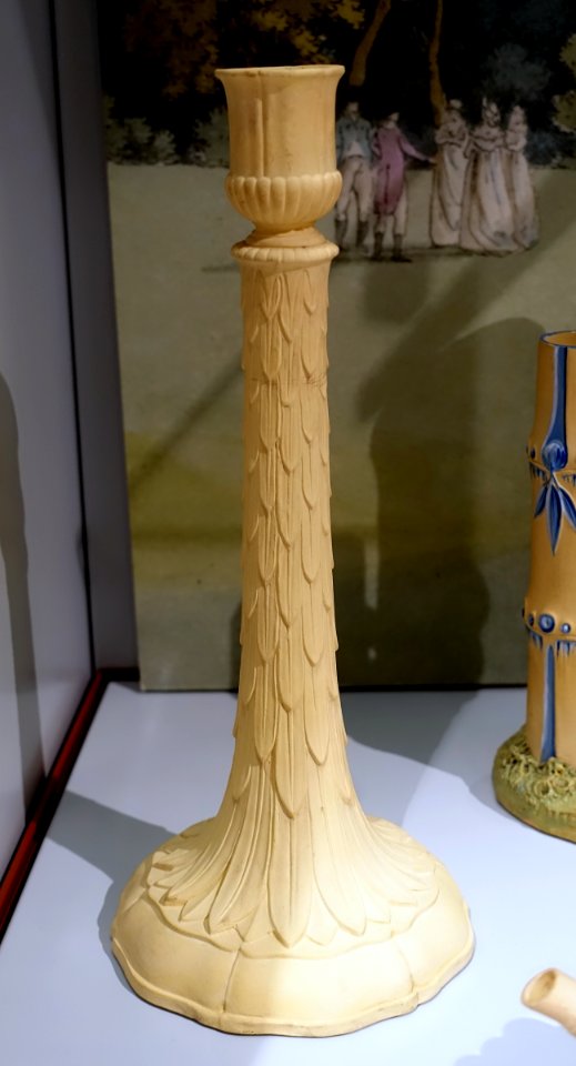 Table candlestick with overlapping leaves, c. 1785, Caneware - Wedgwood Museum - Barlaston, Stoke-on-Trent, England - DSC09587