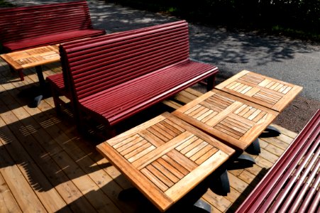 Tables and benches outside Kolleröd kiosk