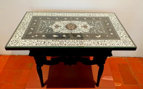 Table by Hans Stark, Nuremberg, c. 1890, softwood, ebonized hardwood veneer, ivory - Germanisches Nationalmuseum - Nuremberg, Germany - DSC03074