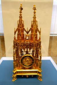 Table clock of Philip the Good, Duke of Burgundy, c. 1430, gilt brass, 1 of 2 - Germanisches Nationalmuseum - Nuremberg, Germany - DSC02892