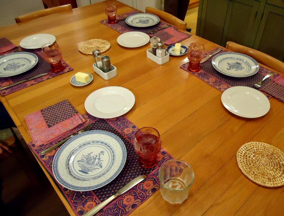 Table settings for four for dinner