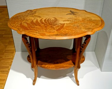 Table, Emile Galle workshop, c. 1905, walnut, various wood inlays - Hessisches Landesmuseum Darmstadt - Darmstadt, Germany - DSC00891