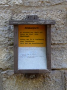 Tafel am Alteburgturm in Arnstadt