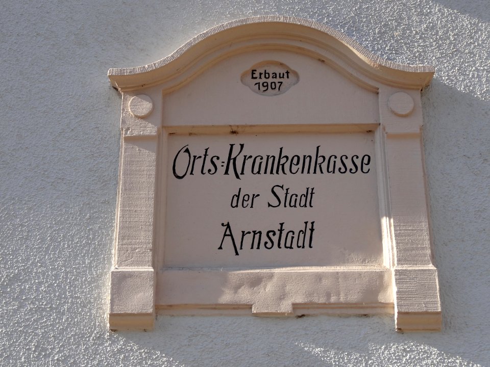 Tafel am Gebäude Krappgartenstraße 20 in Arnstadt