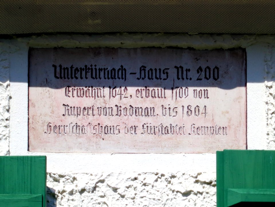 Tafel Herrenhaus Unterkürnach