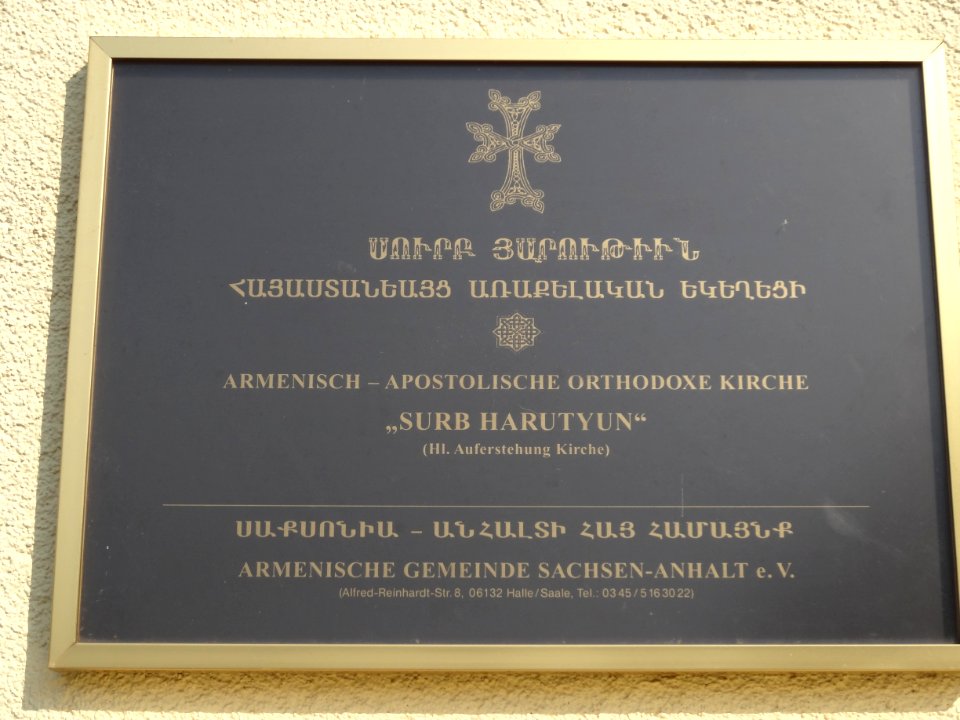 Tafel armenische Kirche "Surb Harutyun" Ammendorf