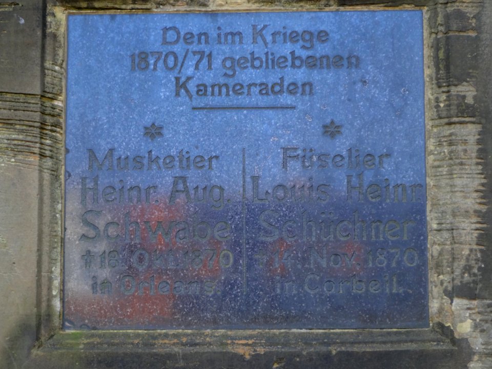 Tafel am Kriegerdenkmal für 1870u71 in Siebleben