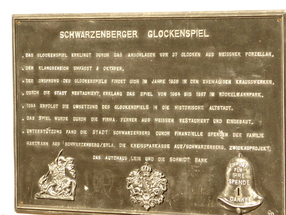 Tafel am Schwarzenberger Glockenspiel