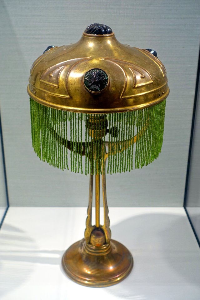 Table lamp by Joseph Maria Olbrich, c. 1901, brass, glass, beads - Hessisches Landesmuseum Darmstadt - Darmstadt, Germany - DSC00999