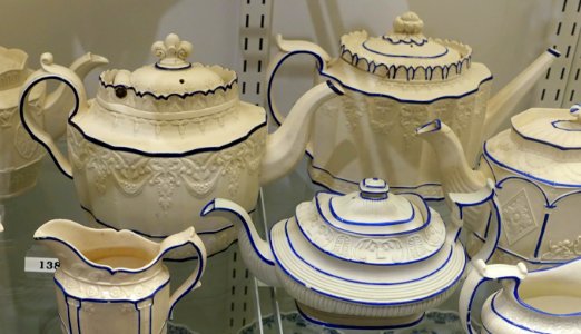 Table set, Yorkshire or Staffordshire, England, 1805-1815, feldspathic stoneware, overglaze enamel, HD 1382 - Flynt Center of Early New England Life - Deerfield, Massachusetts - DSC04707 (cropped)