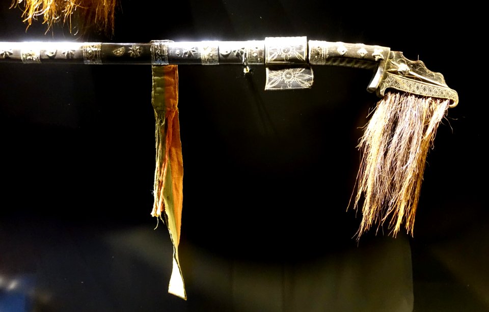 Sword, East Timor, 1968-1970, wood, iron, silver, horse mane - Museu do Oriente - Lisbon, Portugal - DSC06856