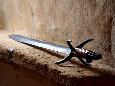 Sword at the donjon of the Château de Bazoges-en-Pareds, pic1