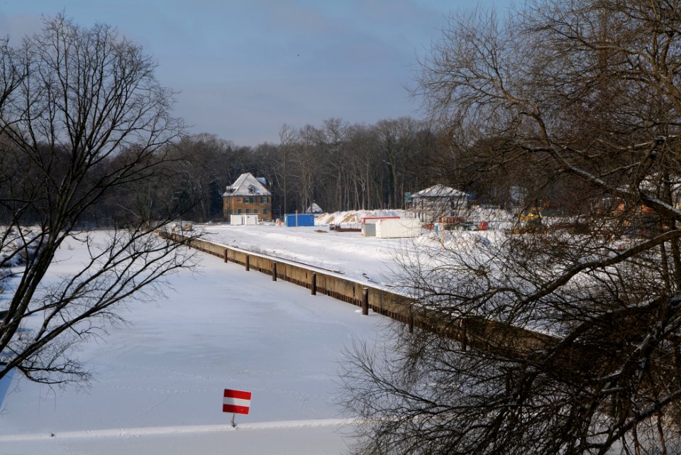 Teufelsseekanal from Oberhavelsteg with ice and snow 2021-02-10 01