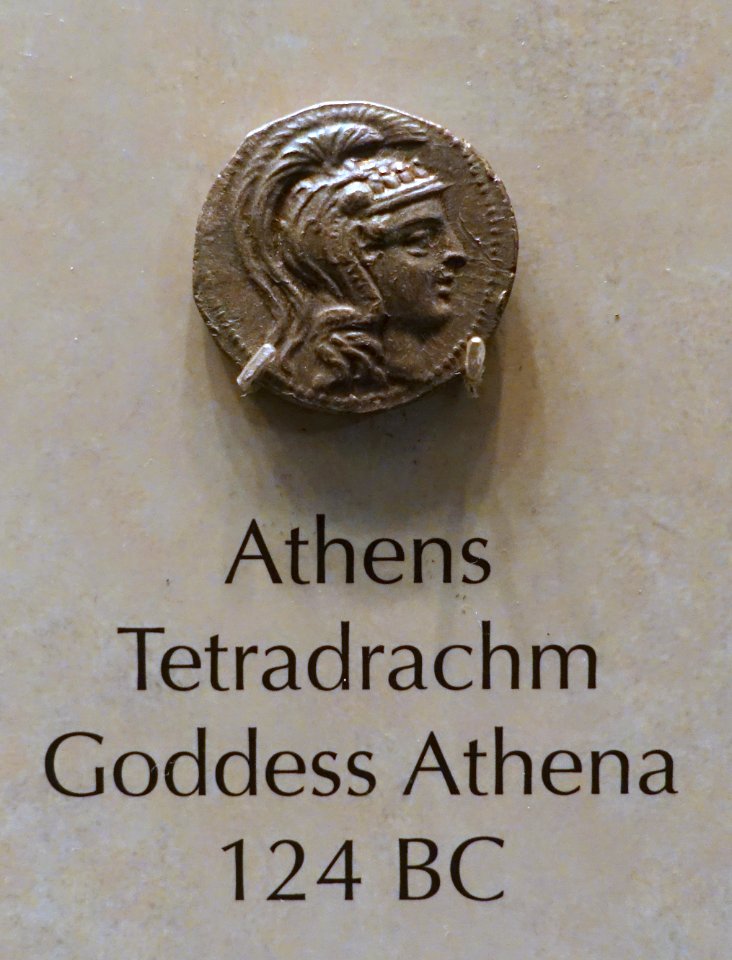 Tetradrachm, Athens, Goddess Athena, 124 BC - National Museum of American History - DSC00263