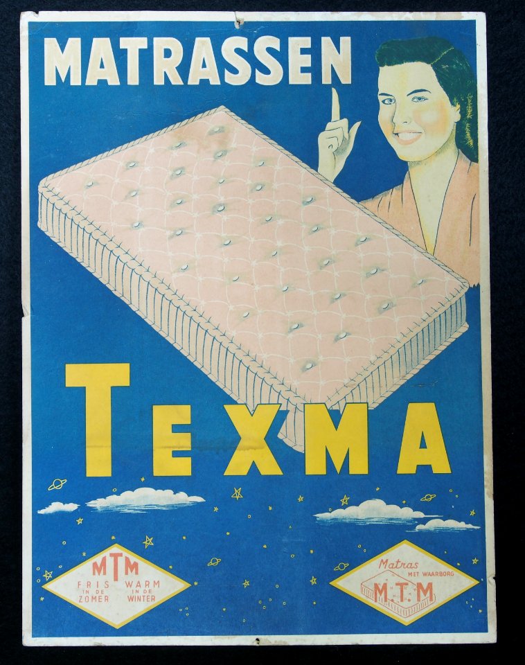 Texma Matrassen cardboard advertising sign