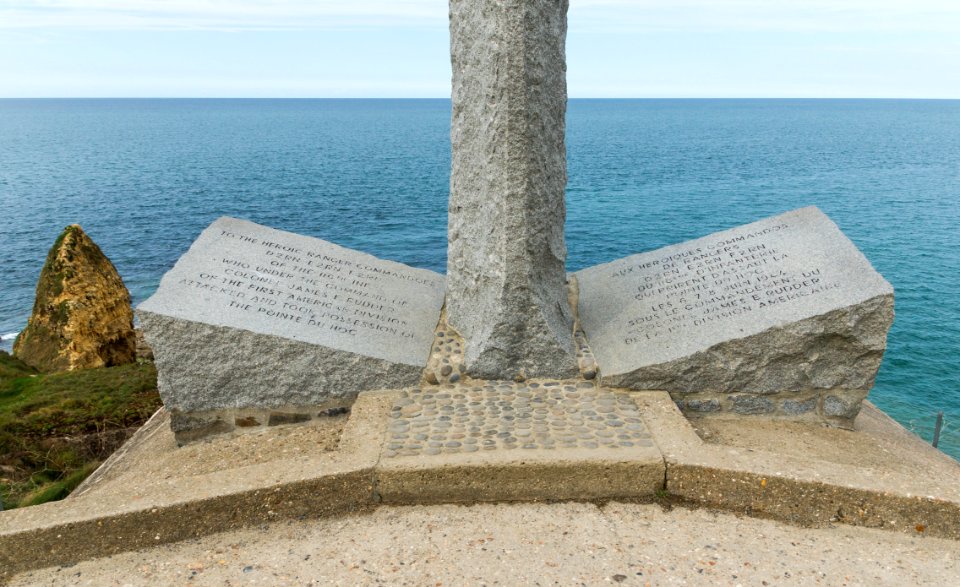 Text monument at Pointe du Hoc