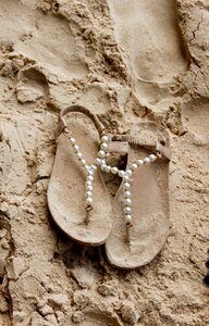 Sandals footprint sand beach photo