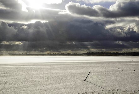 Cold sun winter landscape photo