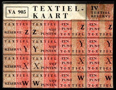 Textielkaart VA 905, distributiebonnen