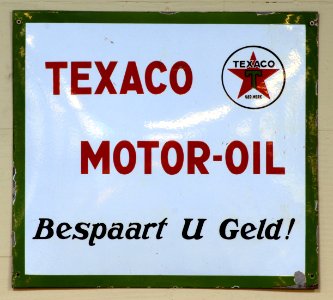 Texaco enamel advert sign at the den hartog ford museum