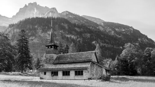 Switzerland wooden church kandersteg photo