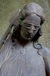 Synagogue figure detail, from the south transept portal, Strasbourg Cathedral, France, c. 1901-1903, plaster replica - Adolphus Busch Hall - Harvard University - DSC05705