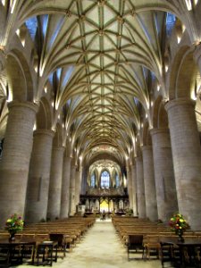 Tewkesbury Abbey, nave, looking east 01