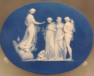 Sydney Cove Medallion (Hope encouraging Art and Labour under the influence of Peace), William Hackwood after Henry Webber, 1790-1795, jasper - Wedgwood Museum - Barlaston, Stoke-on-Trent, England - DSC09622
