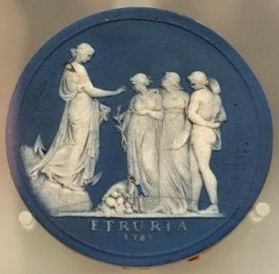 Sydney Cove Medallion (Hope encouraging Art and Labour under the influence of Peace), William Hackwood after Henry Webber, 1790-1795, jasper - Wedgwood Museum - Barlaston, Stoke-on-Trent, England - DSC09621