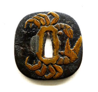 Sword guard by Jingo, Edo period, 17th century, crab design - Tokyo National Museum - DSC05219