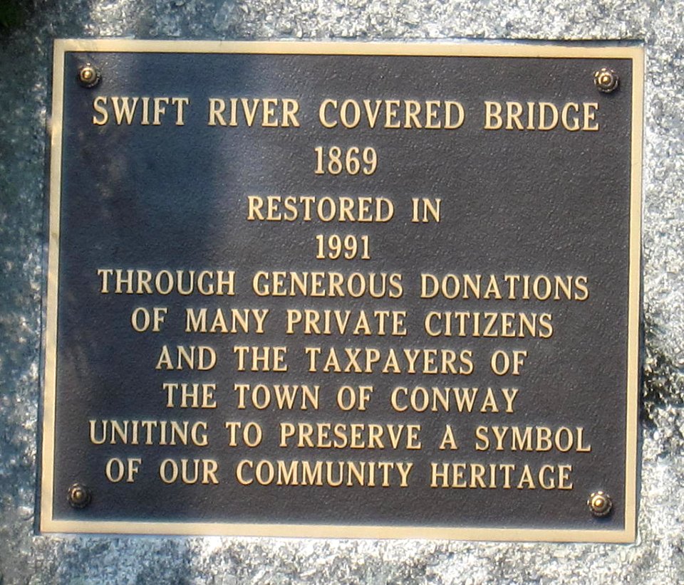 Swift River Covered Bridge - plaque