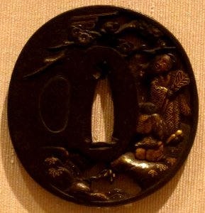Swordguard (tsuba), Japan, Edo period, 18th-19th century, iron, gold and copper, HAA