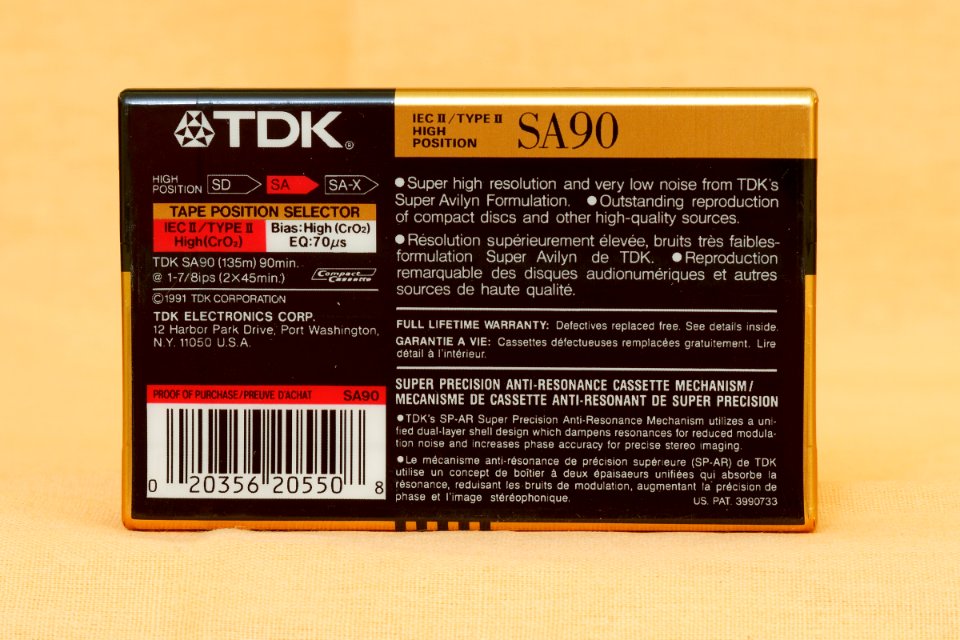 TDK SA 1990-1991 North American market, made in Japan (2)