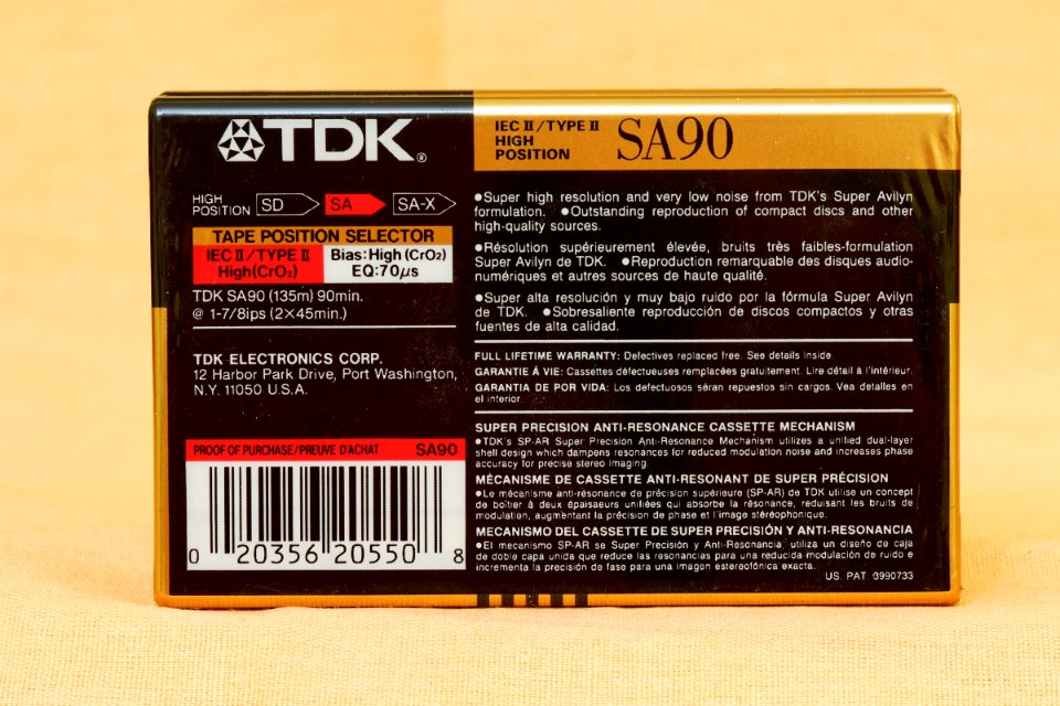 TDK SA 1990-1991 North American market, assembled in the USA (2)