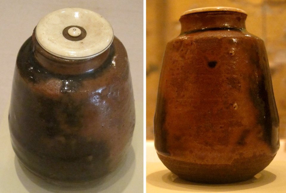 Tea caddy from Japan, Edo period, 18th century, seto glazed stoneware, HAA