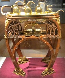 Tea and Coffee Service with salver and stand, c. 1907, designed by Carlo Bugatti